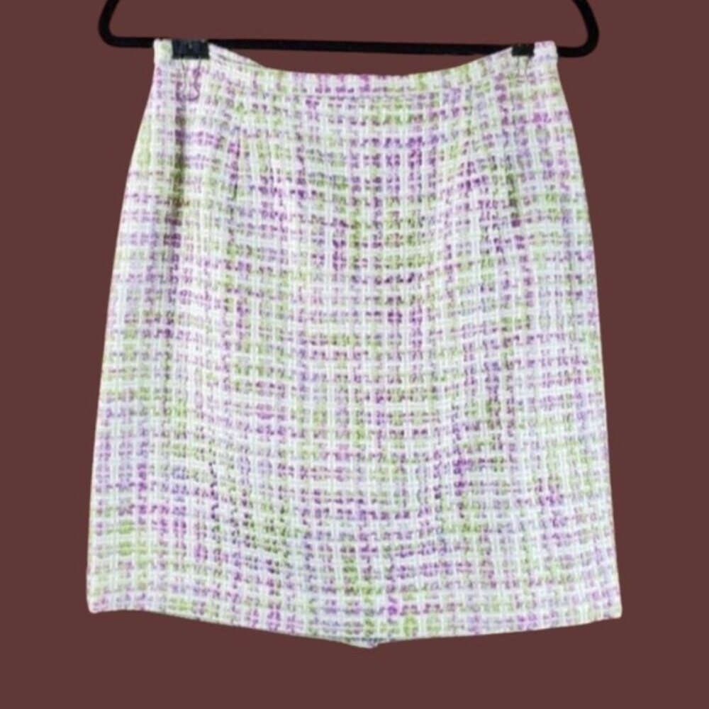 Karen Scott Womens Lavender Green Tweed Pencil Skirt Size 8P NWT
